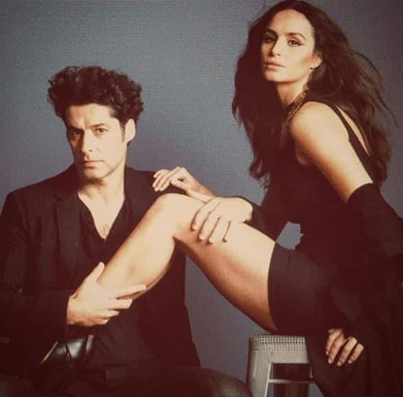 Fernanda Urrejola with her co-star at a photoshoot